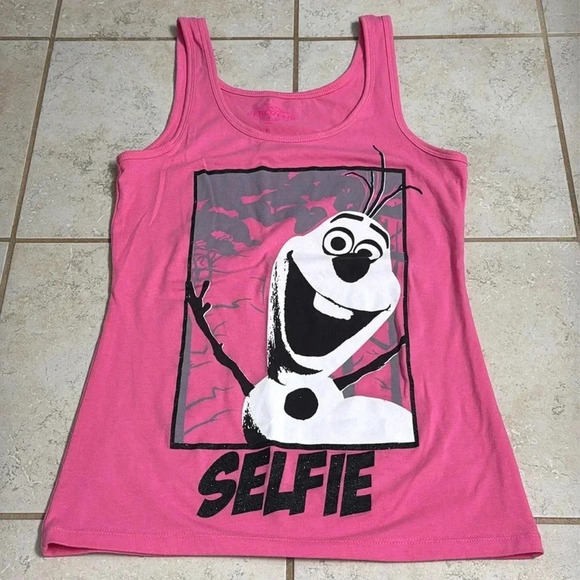 Large FROZEN Pink OLAF “SELFIE” Tank Top - Picture 7 of 7